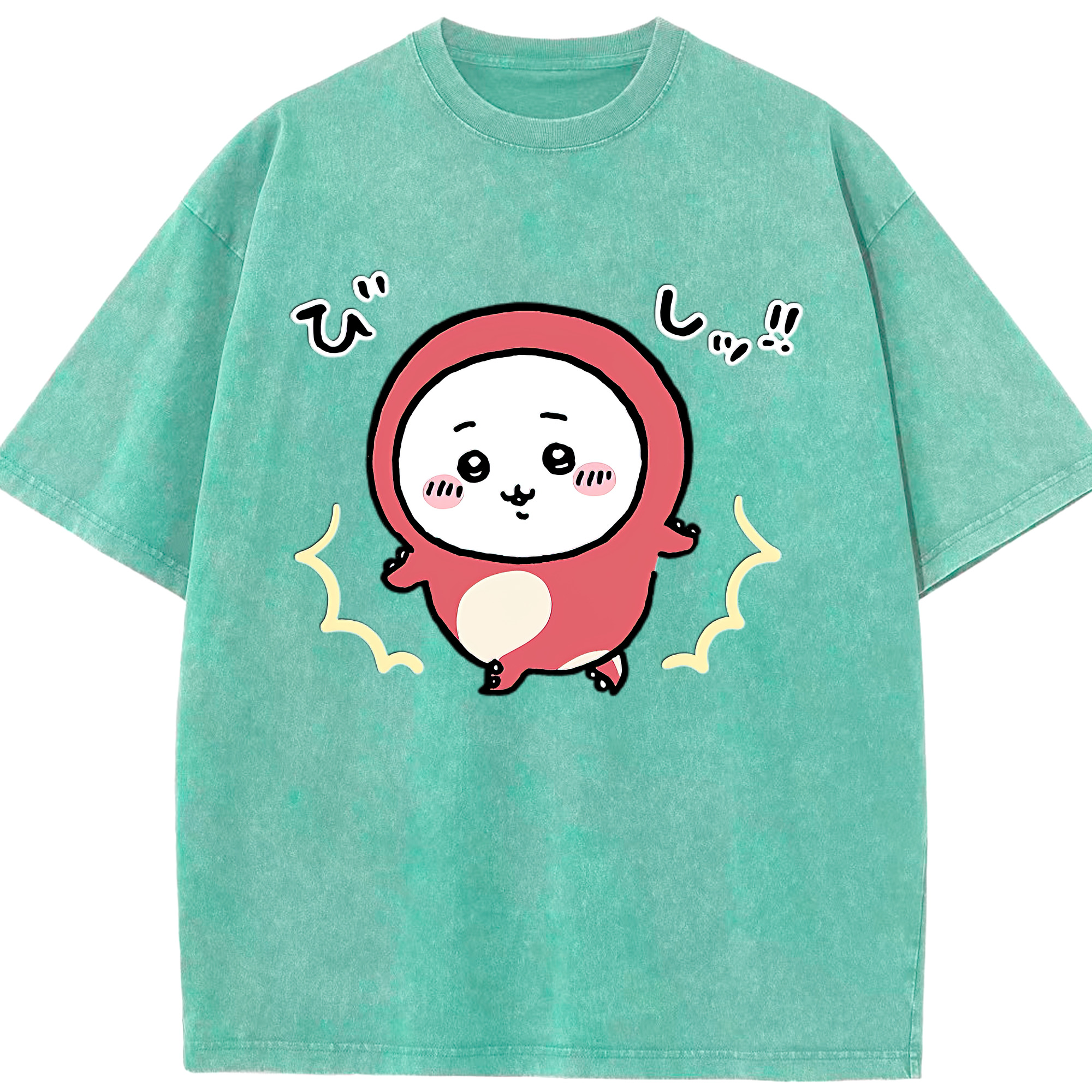 （画像用） ちいかわ ちいかわ Chii-kawa chiikawa 綿100% ヴィンテージ風 半袖Tシャツ（フロントプリント）